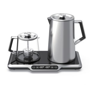 چای ساز مشکی با بدنه شیشه H-BA-05